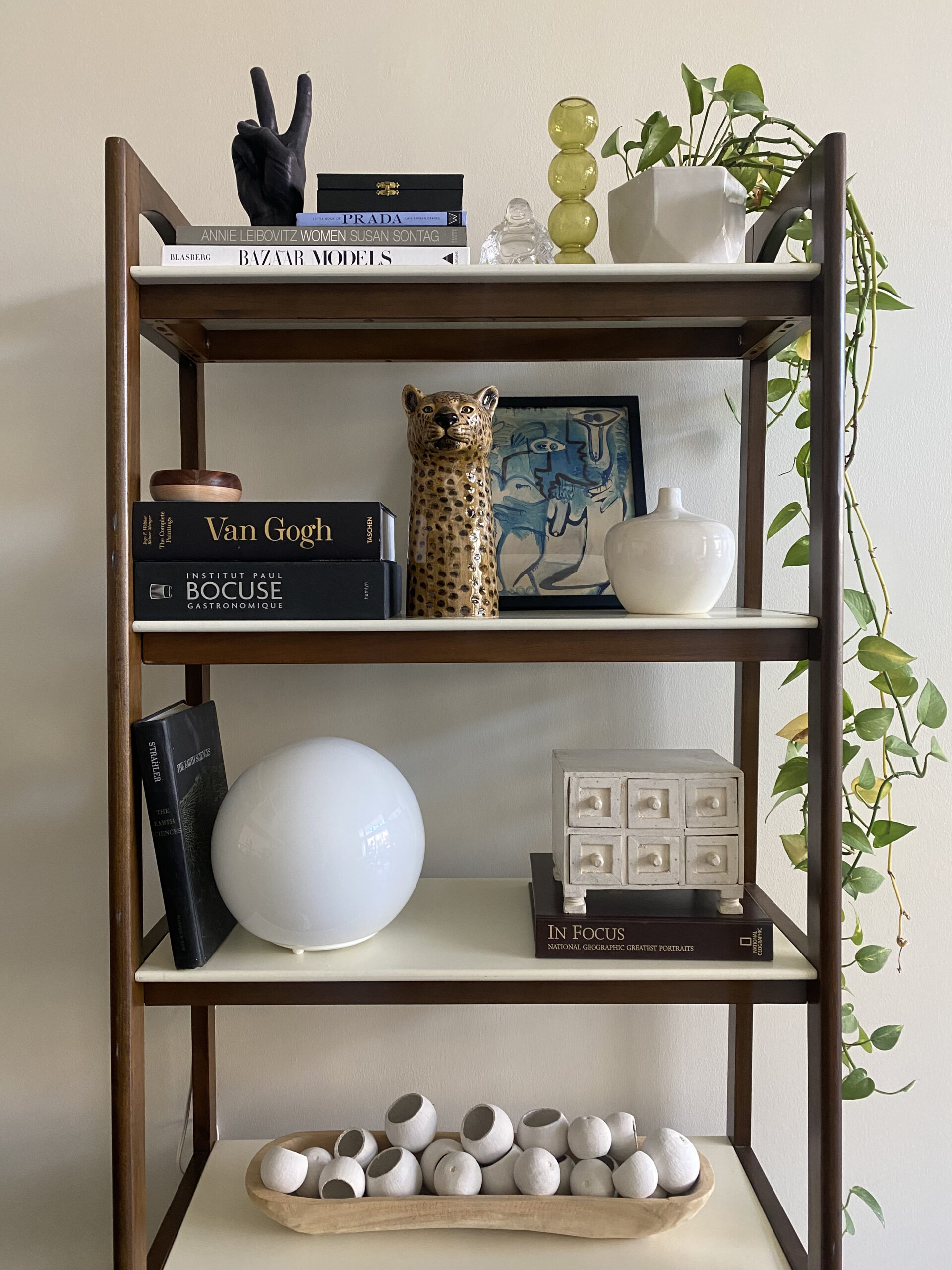 A shelf in a home